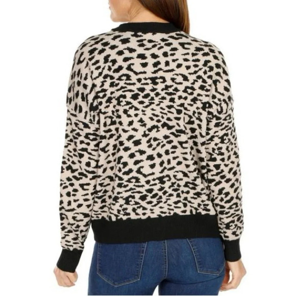 T Tahari Light Wood Cheetah Print Sweater Pullover Crew Neck Long Sleeve Size L - Picture 2 of 16